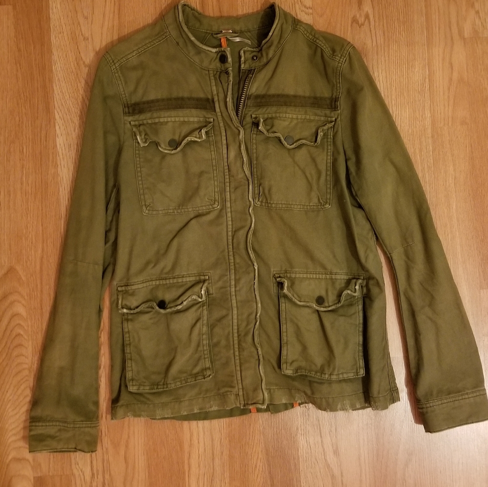 Free People Army Green Denim Jacket